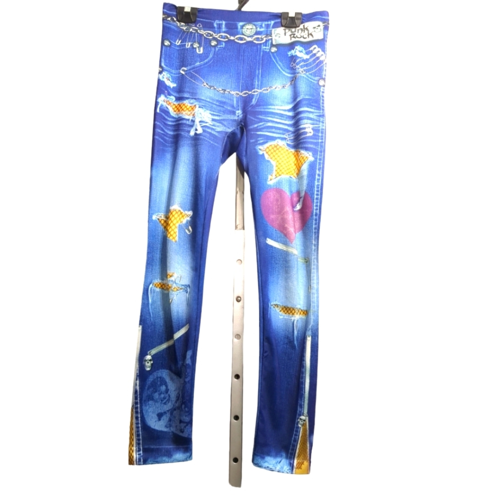 🌹🌹PUNk ROCk Blue Multicolor Leggings Size M